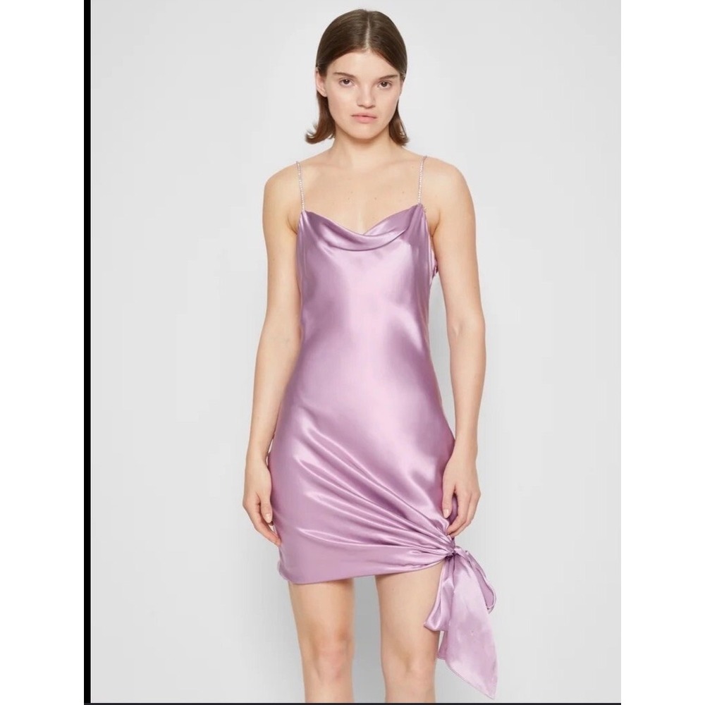 Cinq a Sept rhinestones Ryder lavender/purple Satin  Mini Dress with Straps